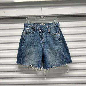 Free People We The Free Overlap Waistband Distressed Denim Cutoff Shorts 28